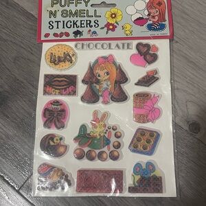 80’s Chocolate Smell Rare Puffy Stickers - Pink, Brown